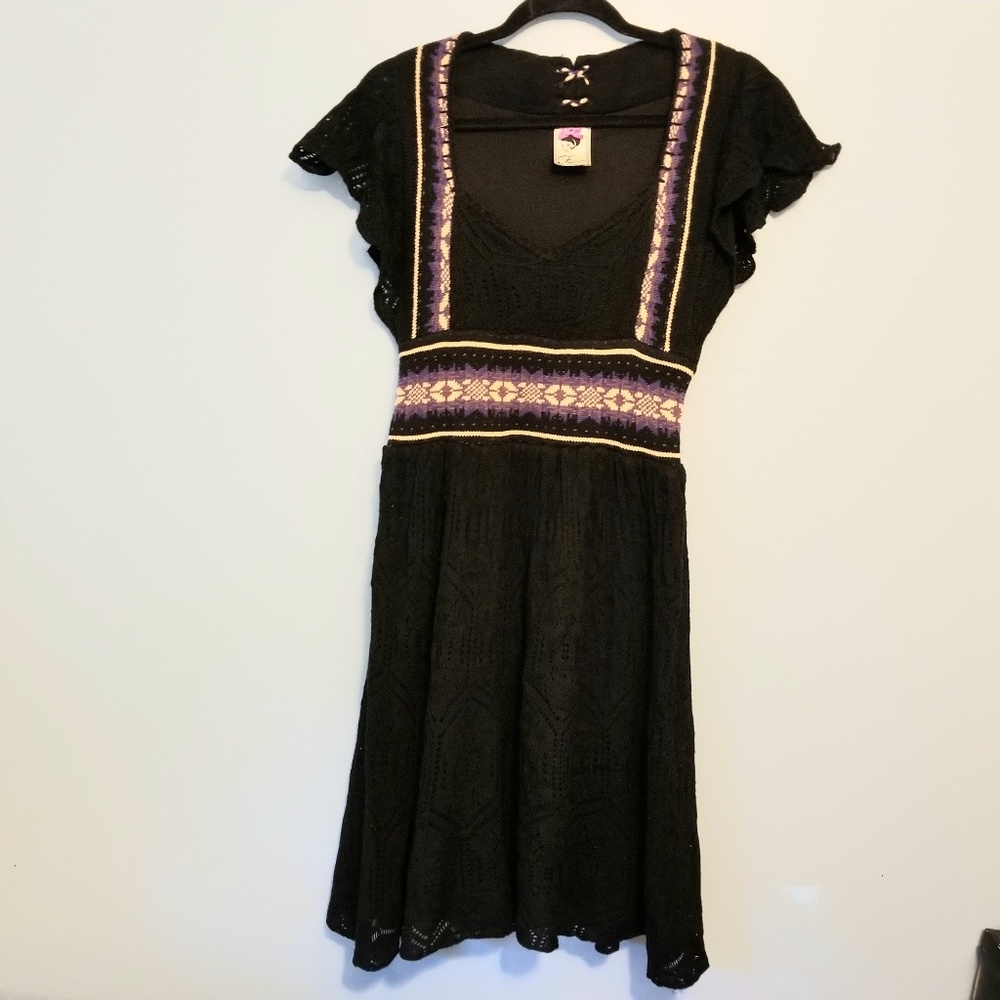Anthropologie Freelance Black Knit Dress  Med